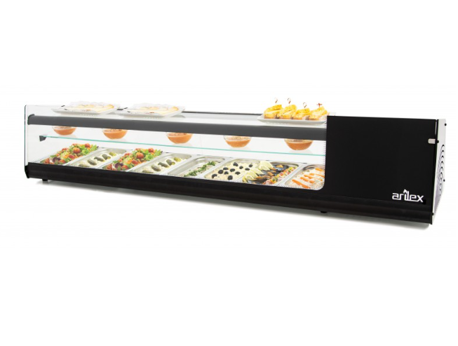 Vitrine refrigerada bandejas 8 c/3 níveis GN1/3 Preto