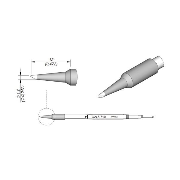 JBC Ponta Longa 1.2mm Para T245 C245-710