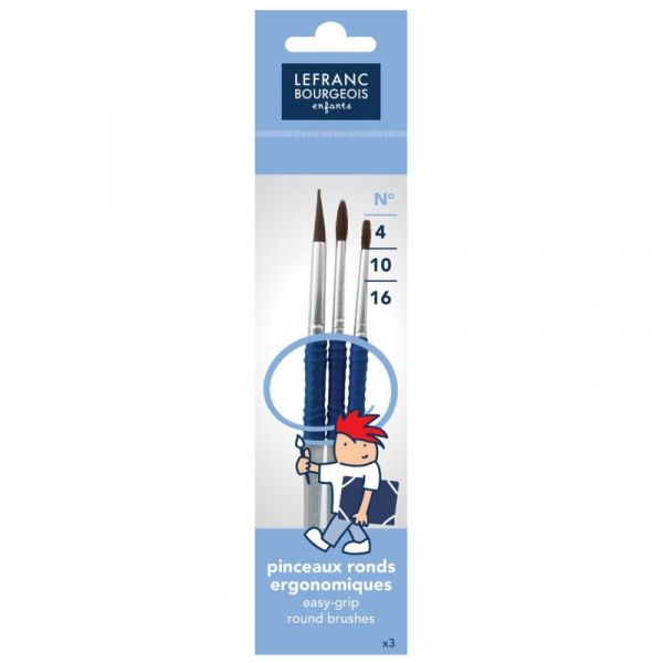 Lefranc & Bourgeois 3 Pinceis nº 4 / 10 / 16 Enfants Ergonómico