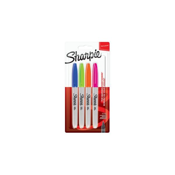 Sharpie Paper Mate Marcador Permanente Ponta Fina Tinta Líquida Azul / Verde / Laranja / Rosa