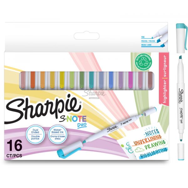 Sharpie Marcadores Snote Duo, Estojo de 16 Unidades, Cores Sortidas