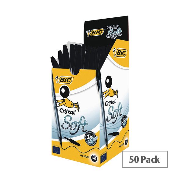 Bic Esferográfica Cristal Soft Preto 50 Un.