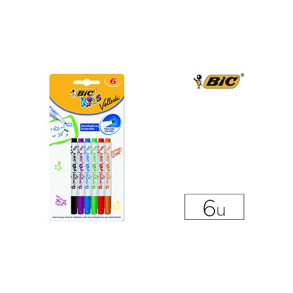 Bic Marcador Kids Velleda p/ Quadro Blister de 6 Sortido - OFF153559CE