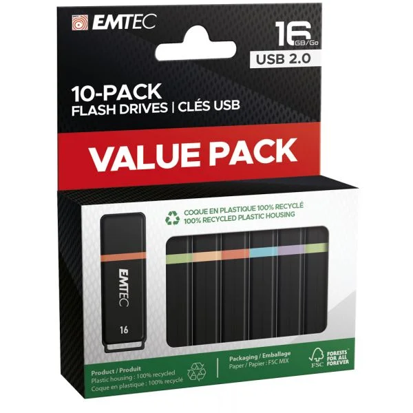 Emtec 16GB K100 USB 2.0 Color Mix 10 Unidades