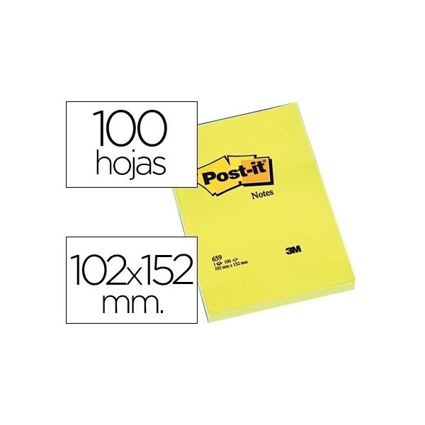 Post-it Bloco Adesivo Pst-it 659 102x152MMS 100 Fls Amarelo Embalagem de 6 Un