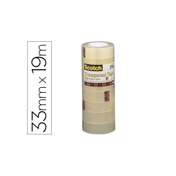 Scotch Cinta Transparente 550 19X33M -pack 8 Rollos