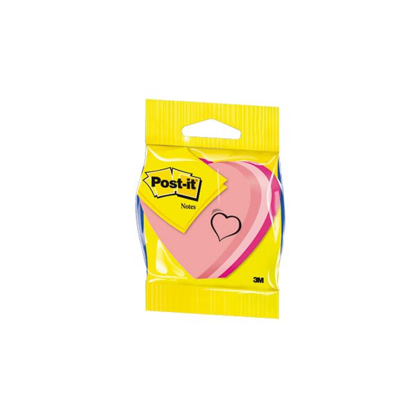 Post-it Bloco Notas Aderentes Forma de Coração 70 x 70 mm Sortido em Rosa 225 Fls Bloco 225 Fls - 70713