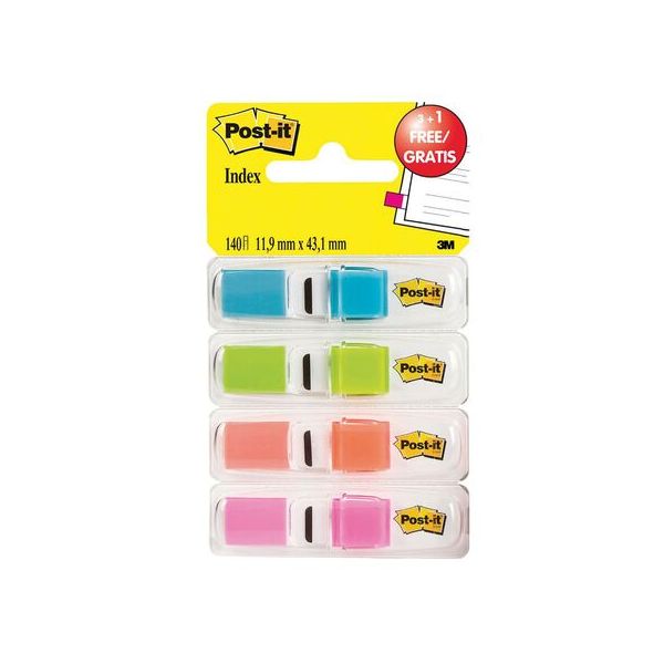 Post-it Notas Index 11.9 x 43.1 mm 140 Fls Sortido 3 + 1 Un. Conjunto 4 Un. - 26874