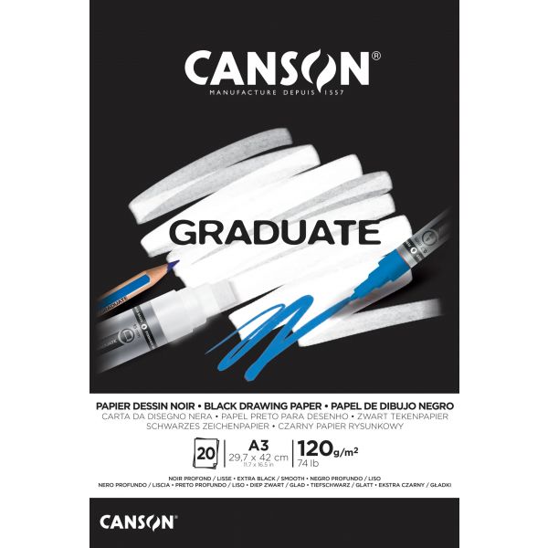 Canson Bloco A3 Graduate Preto 120Grs 20Fls