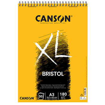 Bloco Espiralado Canson XL Bristol A3 180g 50fls