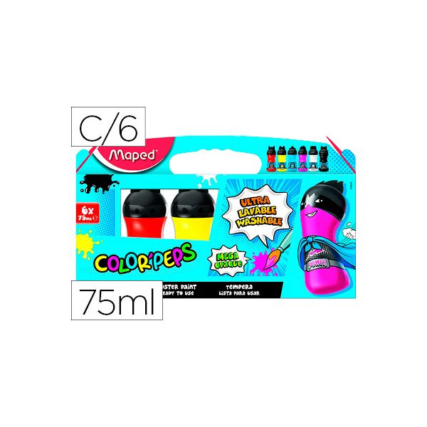 Maped Conjunto de 6 Têmperas Cores Primárias Ultralaváveis Color' Peps Multicolor