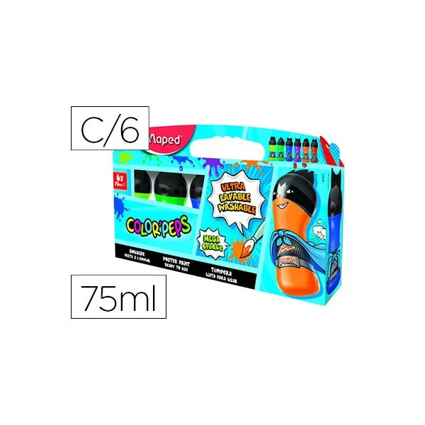 Maped Conjunto de 6 Têmperas Cores Secundárias Ultralaváveis Color' Peps Multicolor