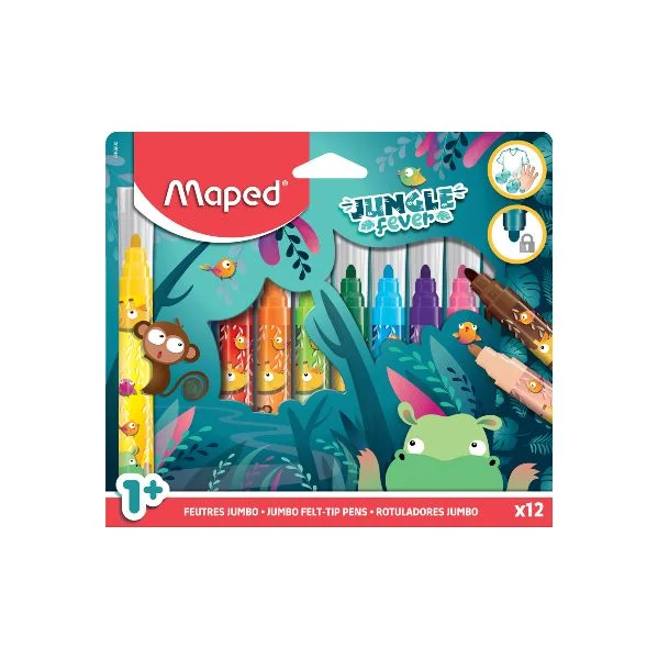 Marcadores Feltro Jumbo Maped Jungle Fever 12un