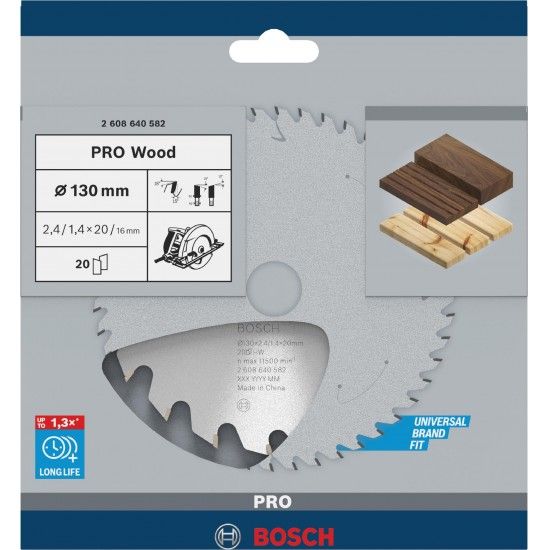 Disco PRO Wood, 130 x 2,4 x 20 mm, T20 refª 2608640582 BOSCH