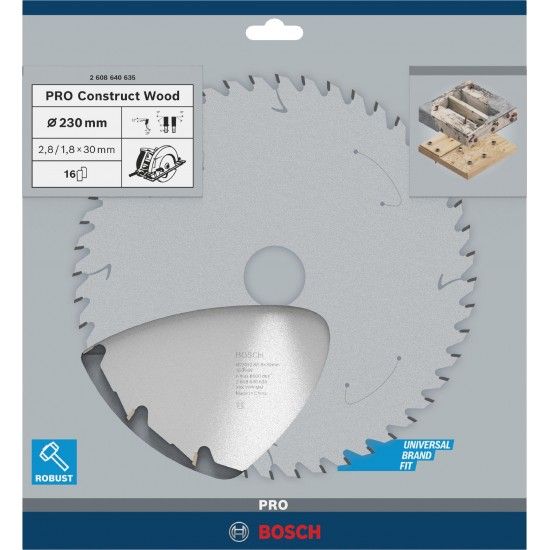 Disco PRO Construct Wood, 230 x 2,8 x 30 mm refª 2608640635 BOSCH