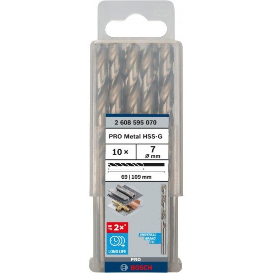 Broca PRO Metal HSS-G, 7 x 69 x 109 mm, 10 unid. refª 2608595070 BOSCH