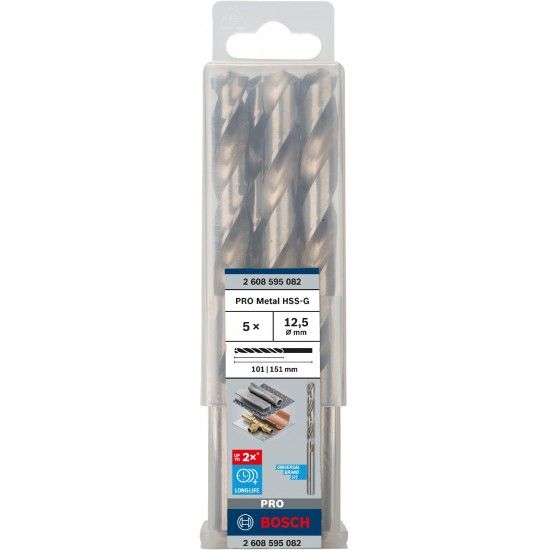 Broca PRO Metal HSS-G, 12,5 x 101 x 151 mm, 5 unid. refª 2608595082 BOSCH