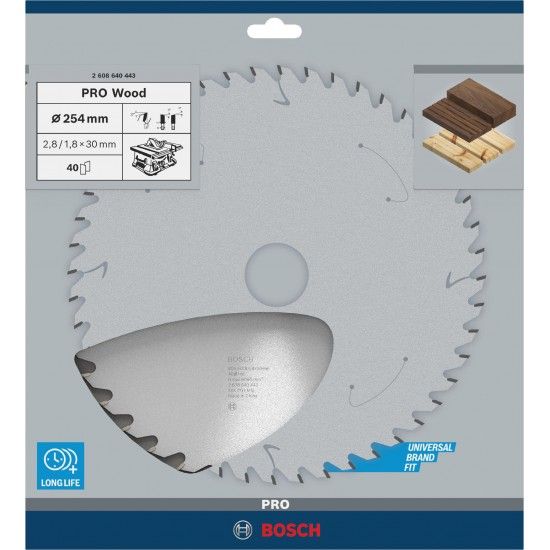 Disco PRO Wood, 254 x 2,8 x 30 mm, T40 refª 2608640443 BOSCH