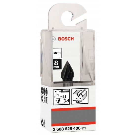 Fresa Bit V-Groove, 60° x Ø 11, Shank 8 mm refª 2608628406 BOSCH