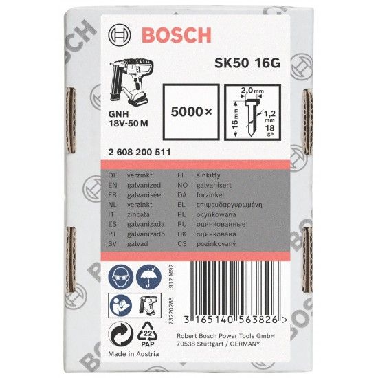 Prego sem cabeça, SK50 16G refª 2608200511 BOSCH