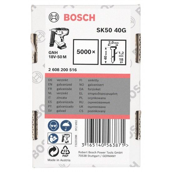 Prego sem cabeça, SK50 40G refª 2608200516 BOSCH