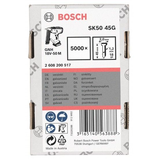 Prego sem cabeça, SK50 45G refª 2608200517 BOSCH