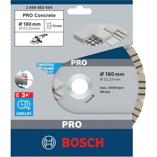 Disco de diamante PRO Concrete, 180 x 22,23 mm refª 2608602654 BOSCH