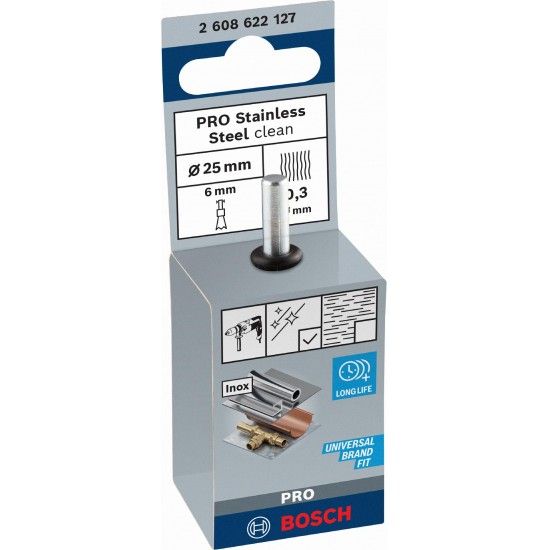 Catrabucha de acabamento PRO Stainless Steel clean, encabadouro reto, 25 x 0,3 mm refª 2608622127 BOSCH