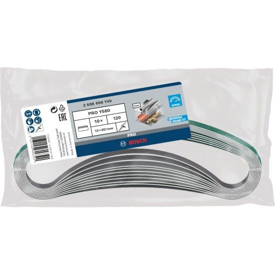 Cinta de lixa PRO Y580, 13x457 mm, G120, 10 unid. refª 2608608Y49 BOSCH
