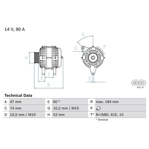Bosch Alternador - 0986041190