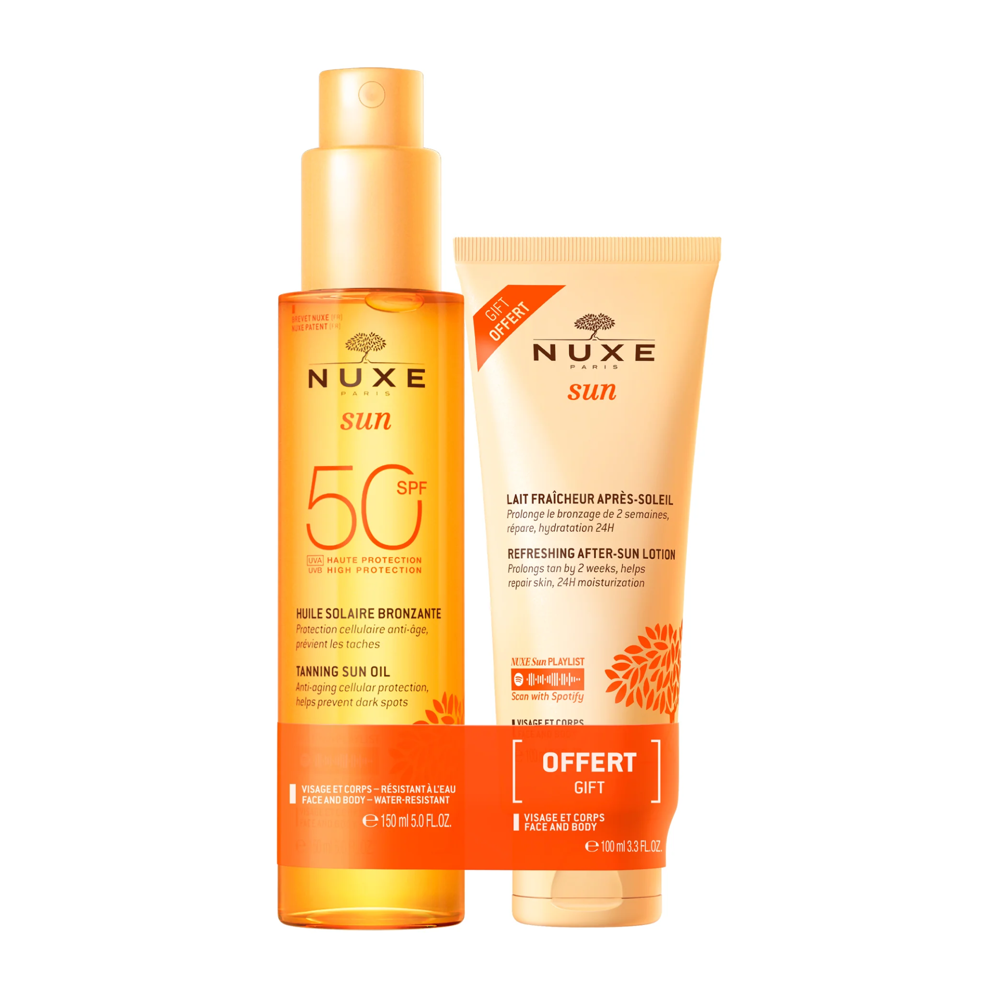 Nuxe Sun Pack Óleo Bronzeador SPF50 150mL + Leite Refrescante Pós Solar 100mL