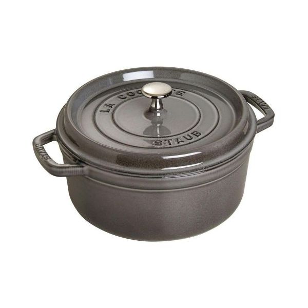 Staub Round Cocotte, 24cm Cast Iron, Graphite Grey - 40500-246-0