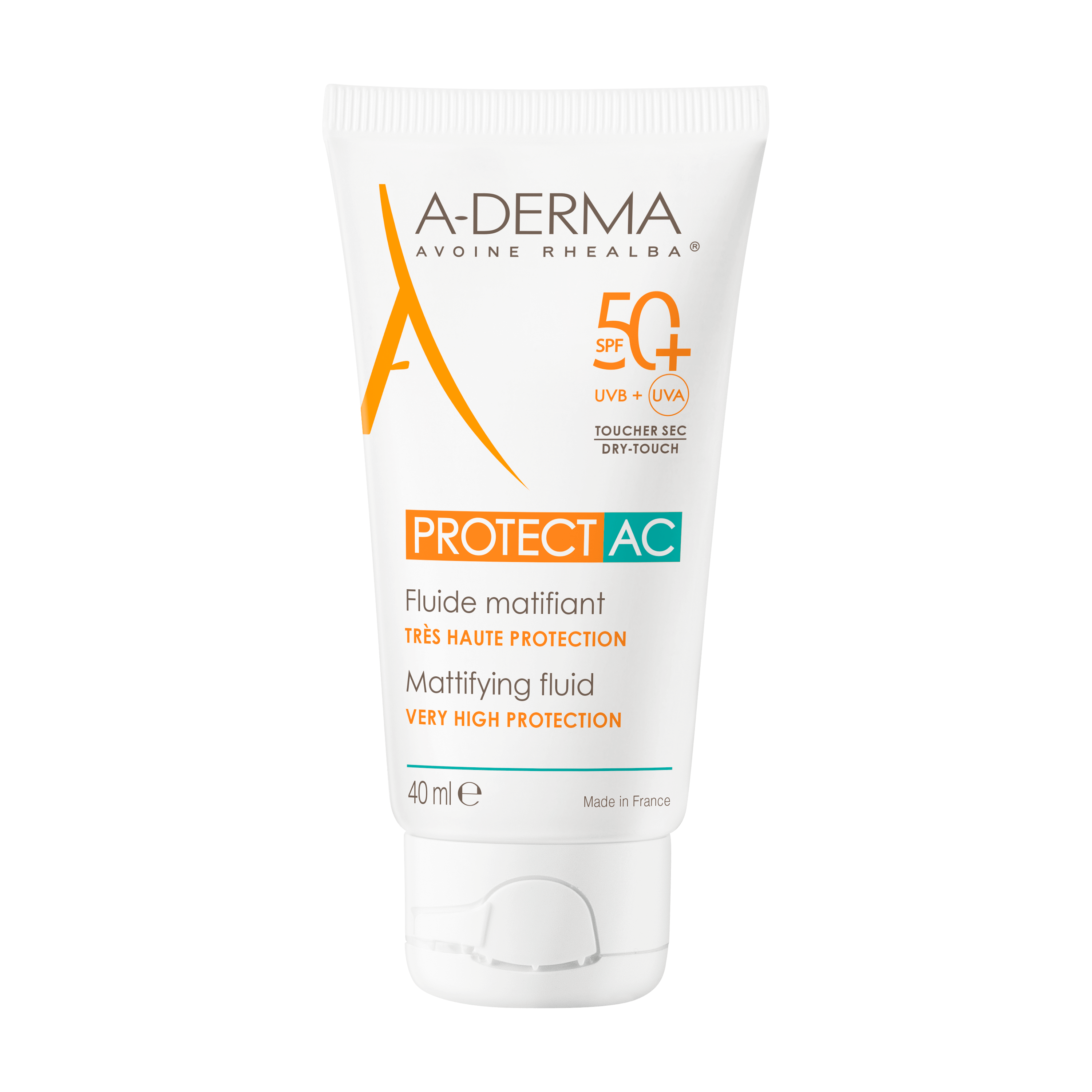 A-DERMA Protetor Solar Fluído Matificante SPF 50+ Pele Acneica 40ml