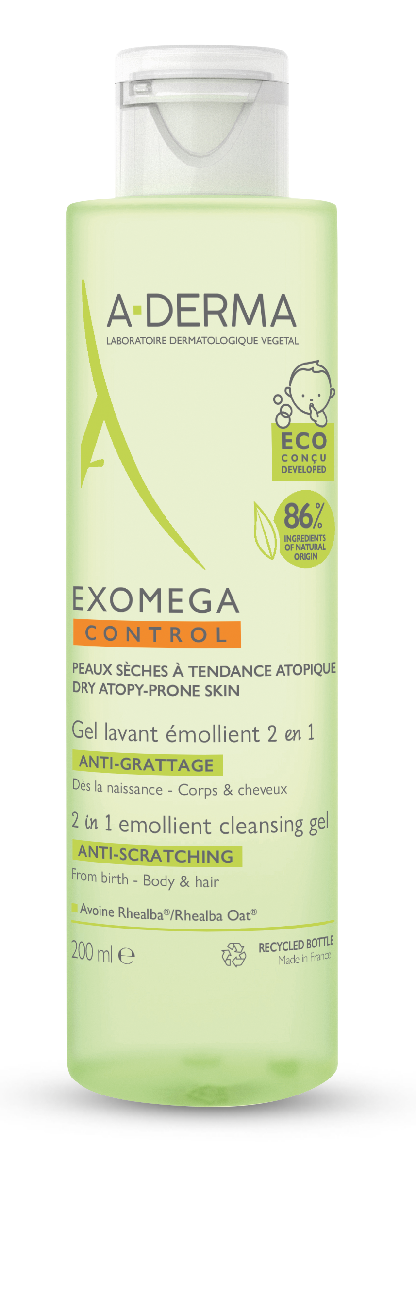 A-Derma Exomega Control Gel Lavante 2 em 1 200mL