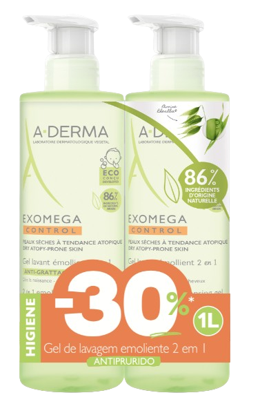 A-Derma Exomega Control Pack Gel Lavante 2 x 500mL