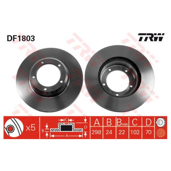 TRW - DF1803 - Jogo 2 discos travão dianteiro - 3322936180302
