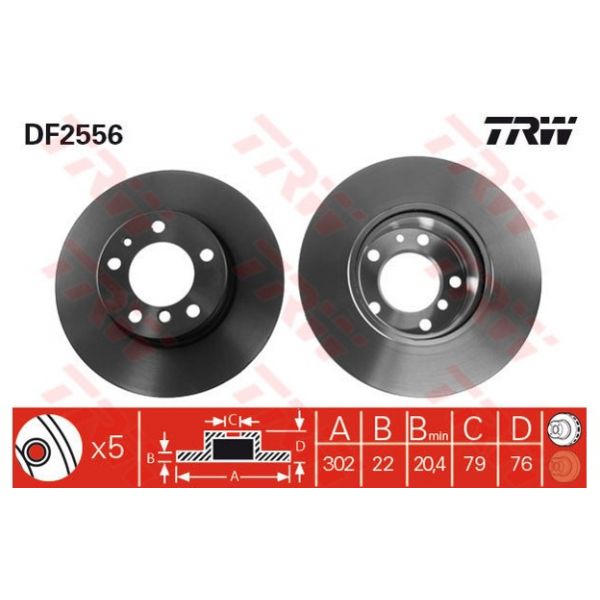 TRW - DF2556 - Jogo 2 discos travão dianteiro - 3322936255604