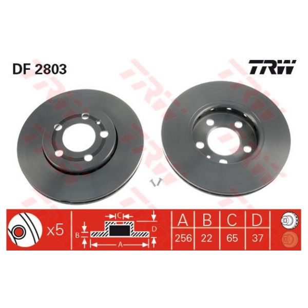 TRW - DF2803 - Jogo 2 discos travão dianteiro - 3322937204922