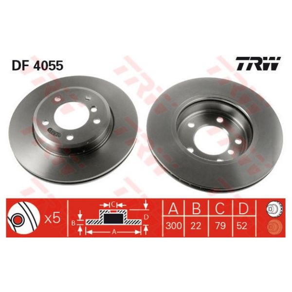 TRW - DF4055 - Jogo 2 discos travão dianteiro - 3322937275281