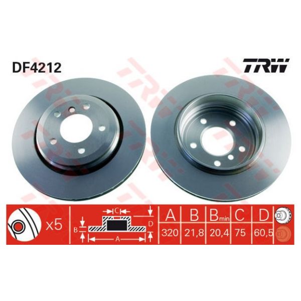TRW - DF4212 - Jogo 2 discos travão traseiro - 3322937321094
