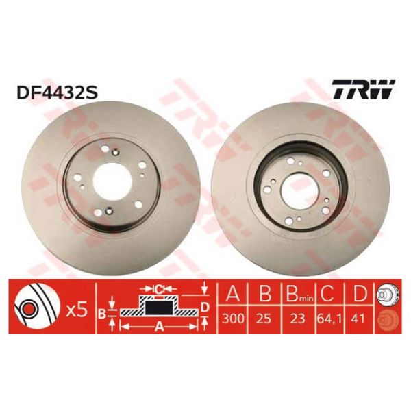 TRW - DF4432S - Disco de travão dianteiro - 3322937578207