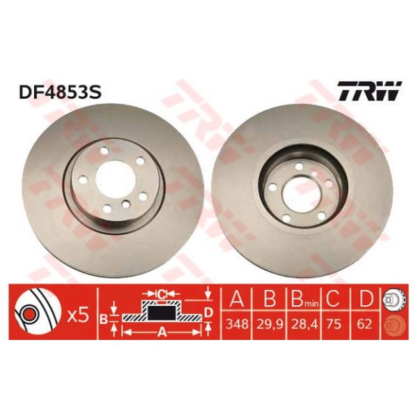 TRW - DF4853S - Disco de travão dianteiro - 3322937928668