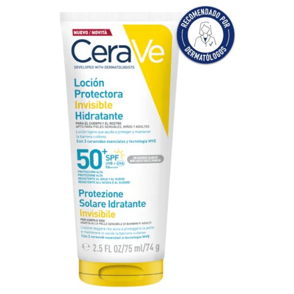 Protetor Solar CeraVe Loção Hidratante Invisível SPF50+ 75ml