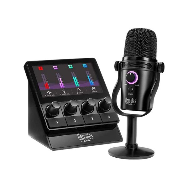 Hercules Stream Starter Kit Microfone e Controlador para Streaming