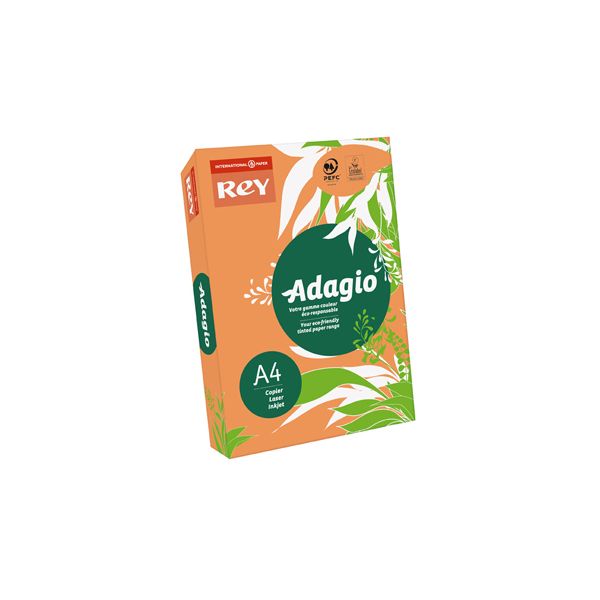 Rey Resma 500 Fls Papel A4 Adagio 80g Laranja Intenso
