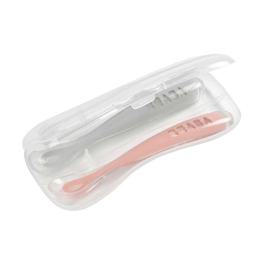 Beaba Colheres de Silicone com Caixa 2a Idade Rosa/Cinza 2 Unidades