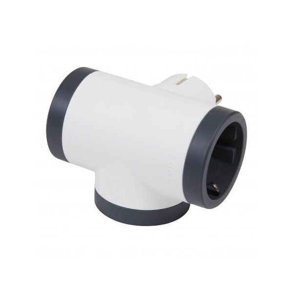 Legrand Ficha Tripla Lateral 2P+T Branco / Cinza