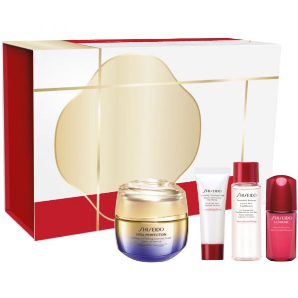 Shiseido Vital Perfection Creme Revigorante e Firmante 50ml + Espuma Limpeza 15ml + Loção Suavizante 30ml + Sérum Ultimune 10ml Coffret