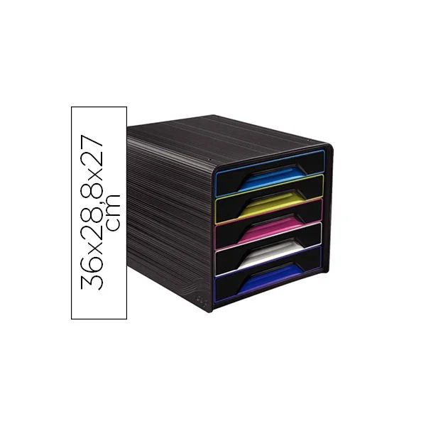 CEP Blocos Classificadores de Secretária 5 Gavetas Preot/multicolor 360X288X270 mm - OFF150851CE