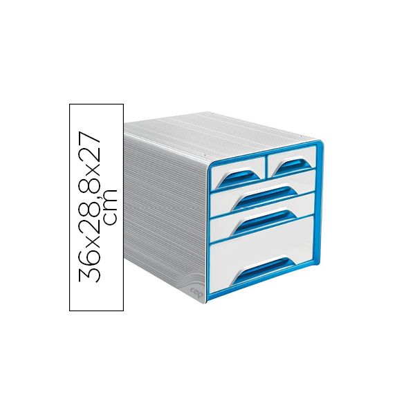 CEP Blocos Classificadores de Secretária 5 Gavetas Mistos Branco/azul 360X288X270 mm - OFF150855CE